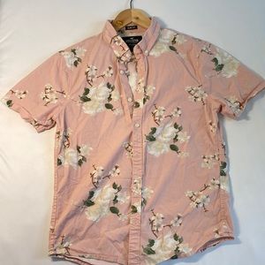 Hollister pink floral print casual button down/ button up XS